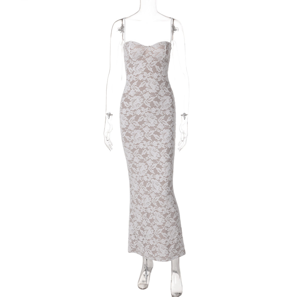 Women's Lace Backless Long Dress