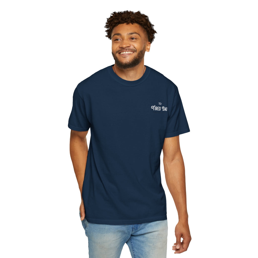 Tired Dad T-Shirt | Vintage Typography Dad Shirt Small Logo