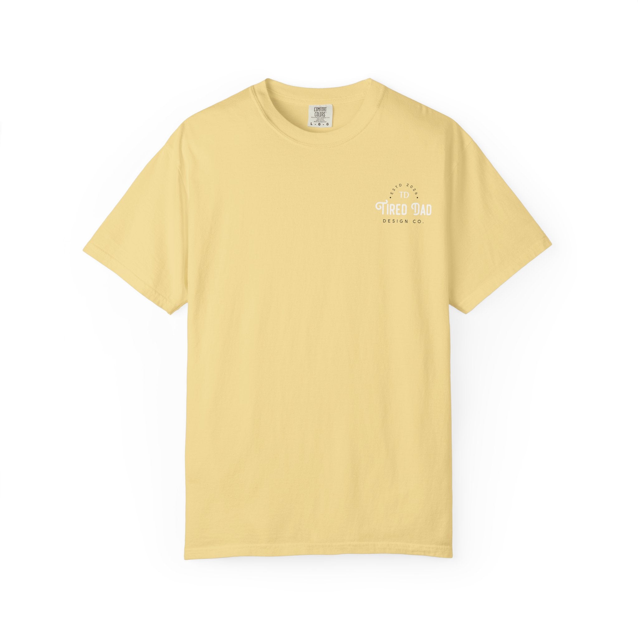 Tired Dad T-Shirt | Vintage Typography Dad Shirt Small Logo