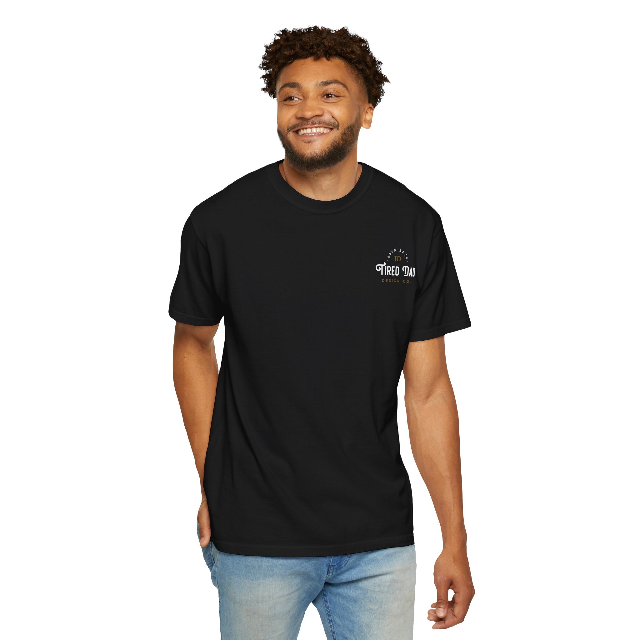 Tired Dad T-Shirt | Vintage Typography Dad Shirt Small Logo