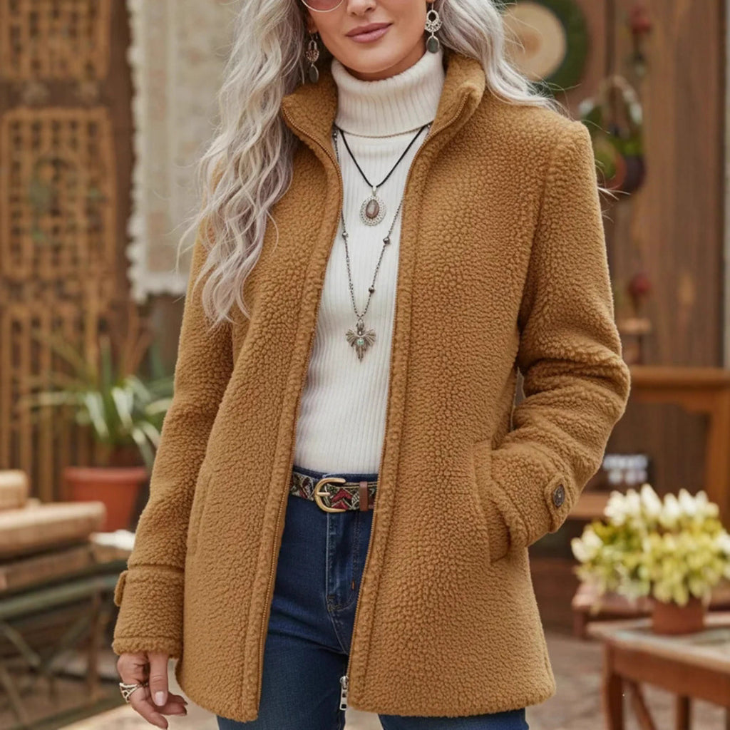 Women's Loose Fit Fleece Zip Up Spring Jacket