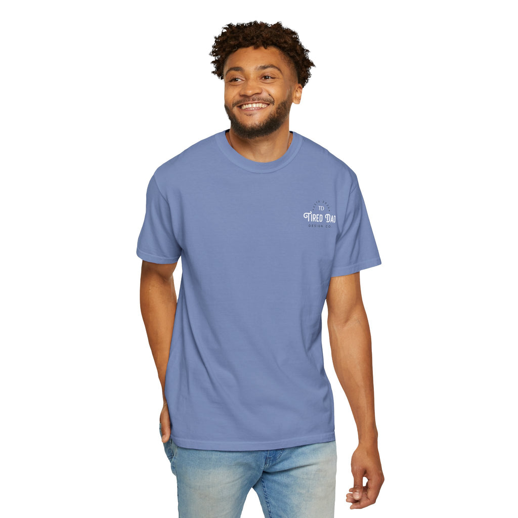 Tired Dad T-Shirt | Vintage Typography Dad Shirt Small Logo
