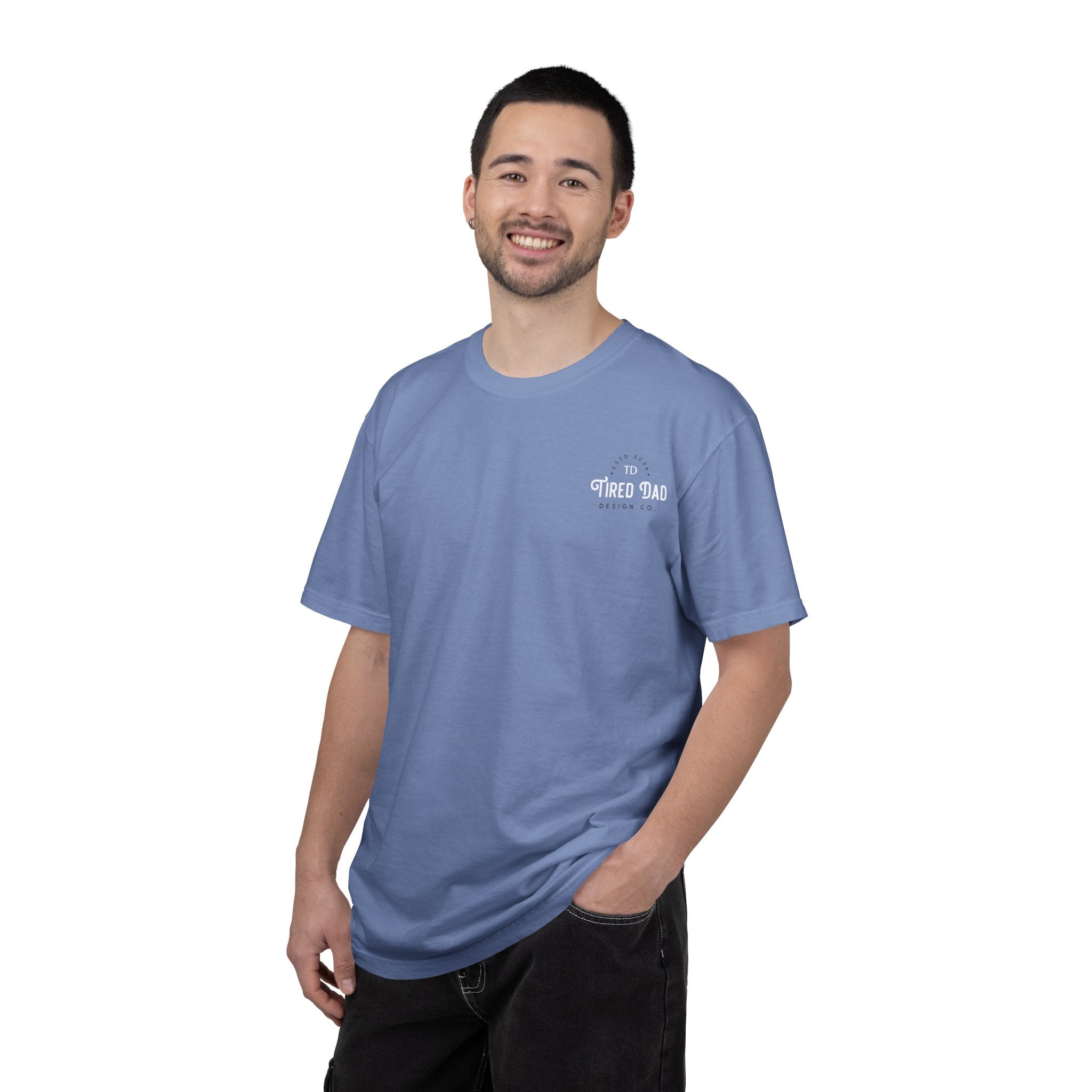 Tired Dad T-Shirt | Vintage Typography Dad Shirt Small Logo