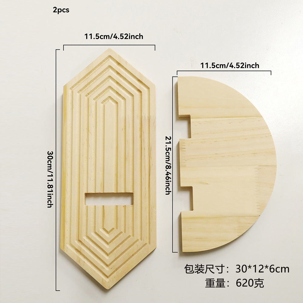 Bohemian Diamond Single-Layer Creative Solid Wood Wall Flower Pot Storage Rack Wooden Crafts Home Decoration Wholesale