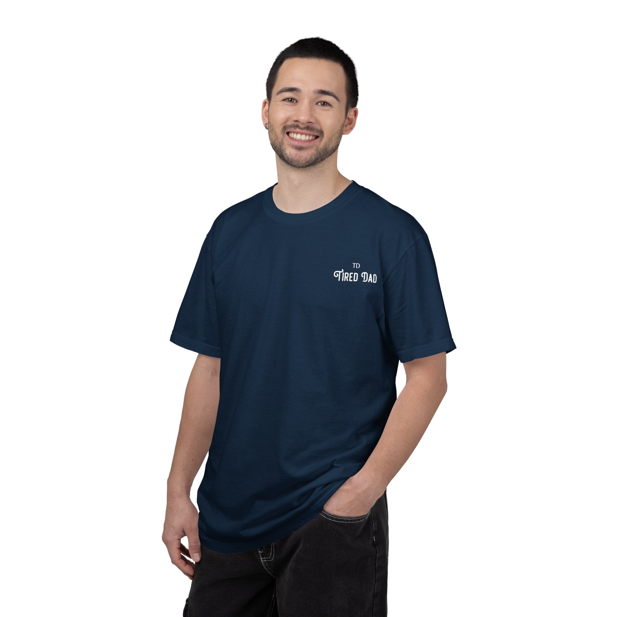Tired Dad T-Shirt | Vintage Typography Dad Shirt Small Logo