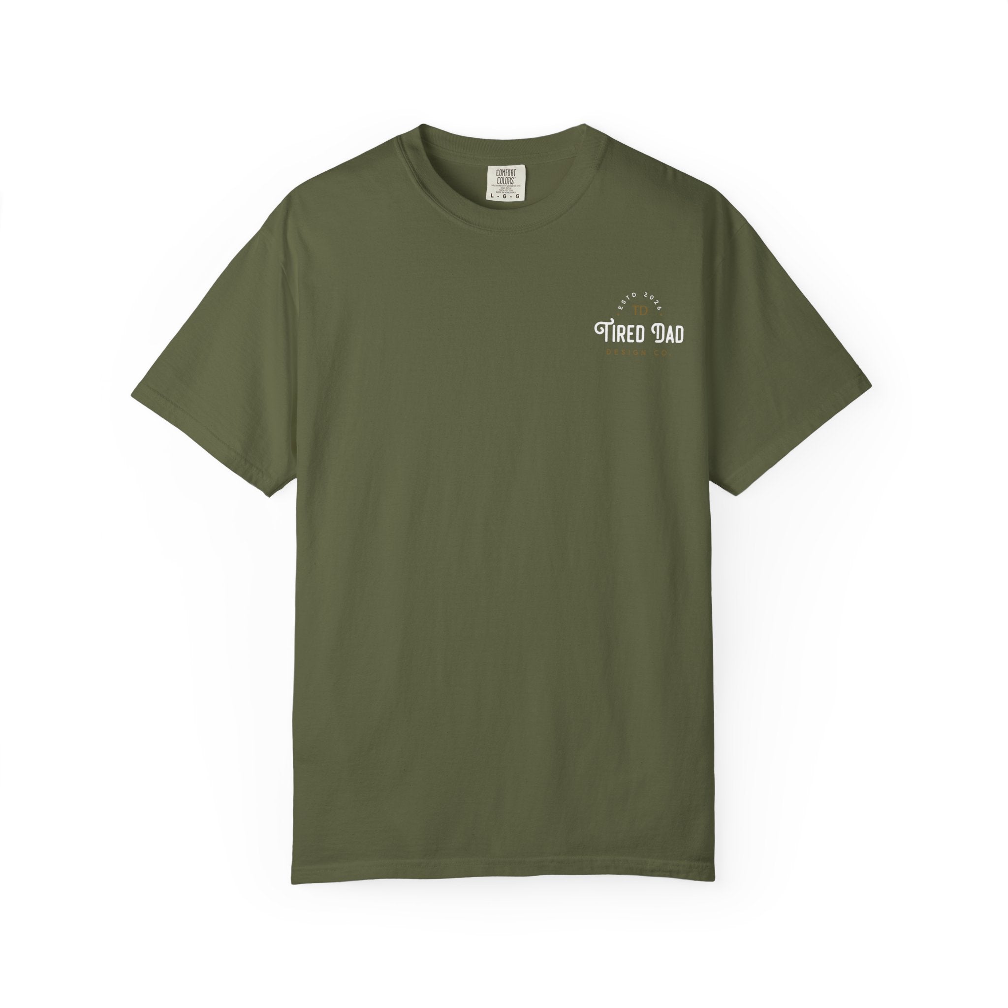 Tired Dad T-Shirt | Vintage Typography Dad Shirt Small Logo