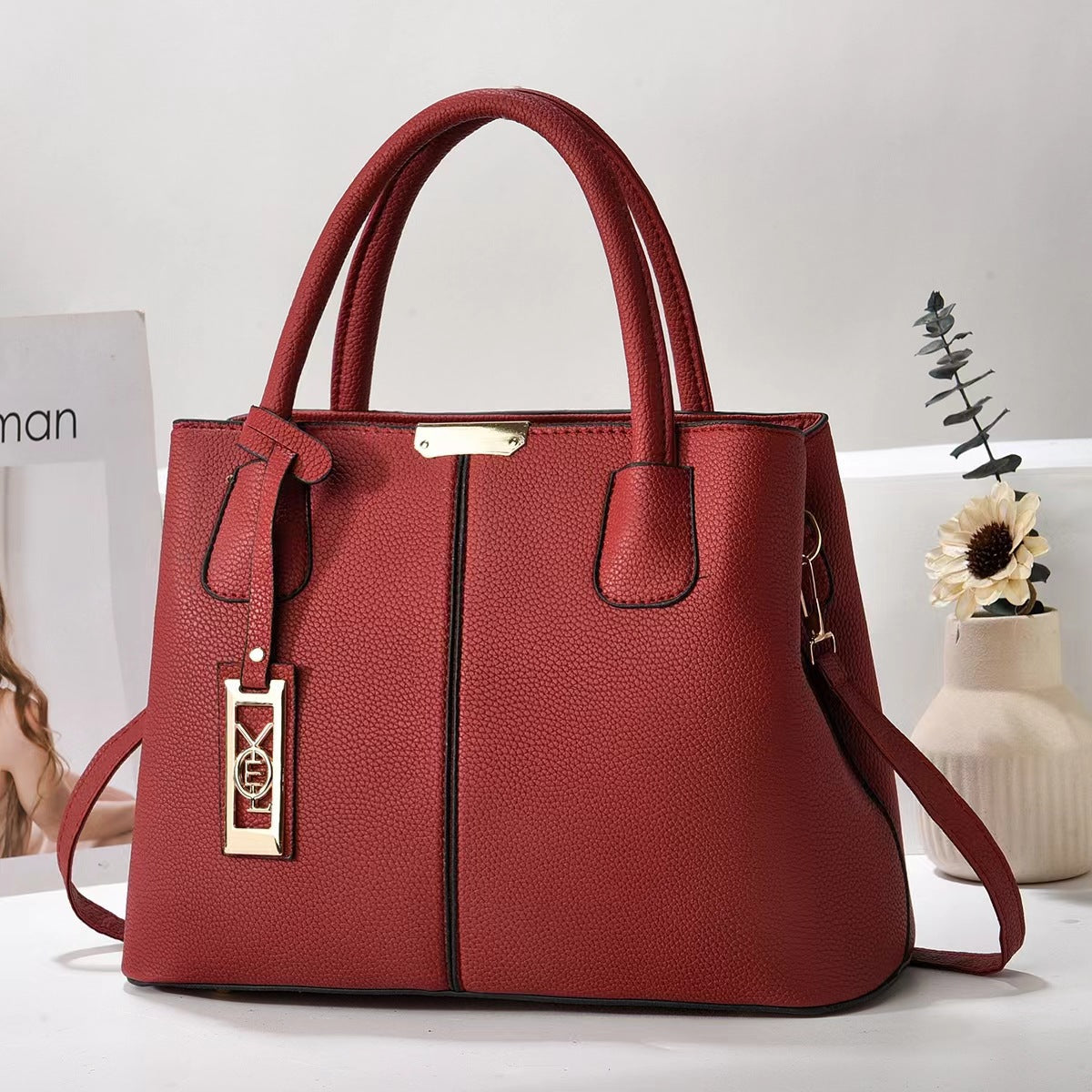 Simple Vegan Leather Women Shoulder Bag