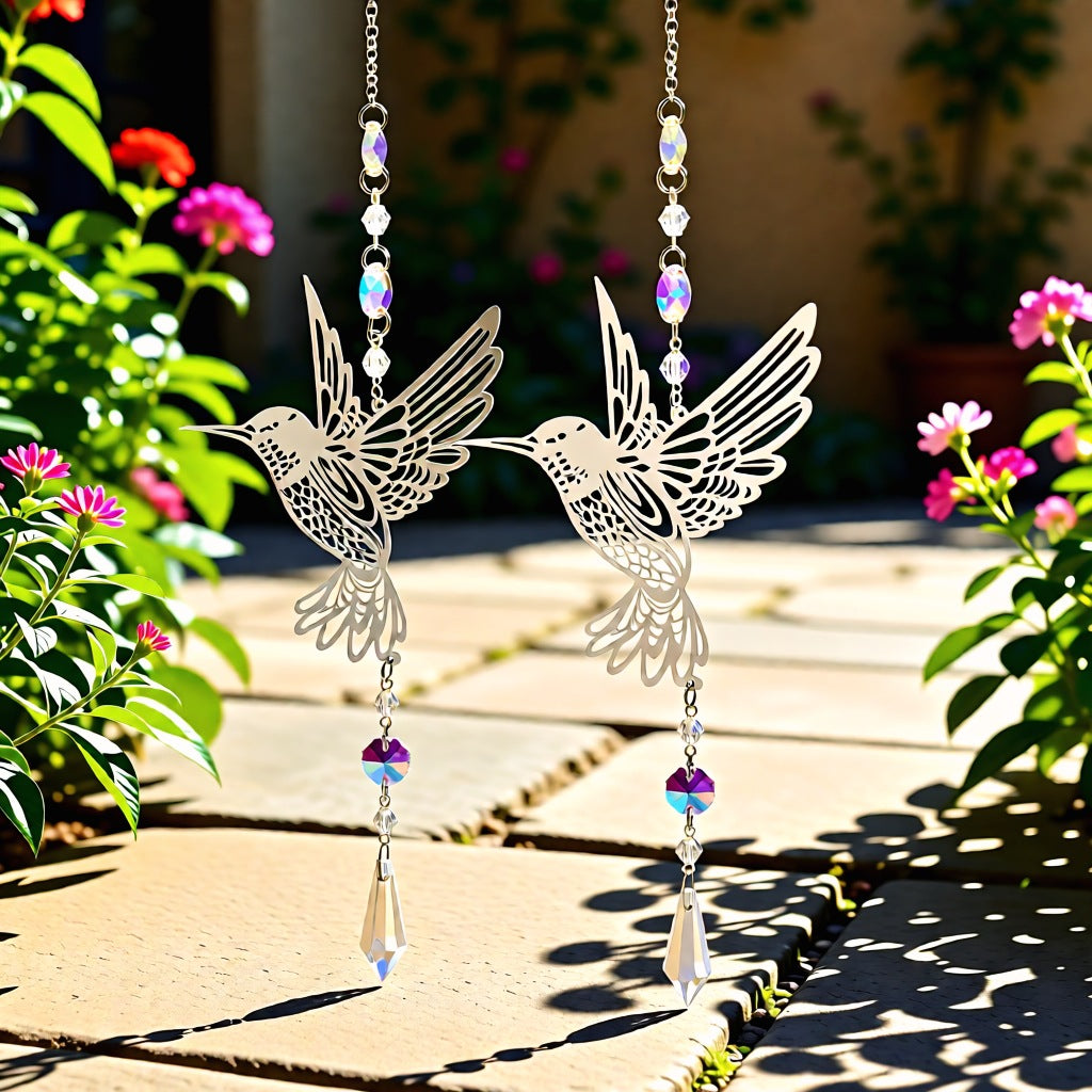 Crystal Sun Catcher Wind Chime-Humming Bird