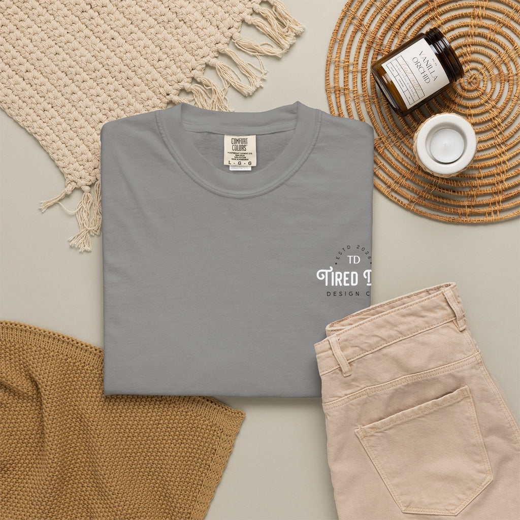 Tired Dad T-Shirt | Vintage Typography Dad Shirt Small Logo