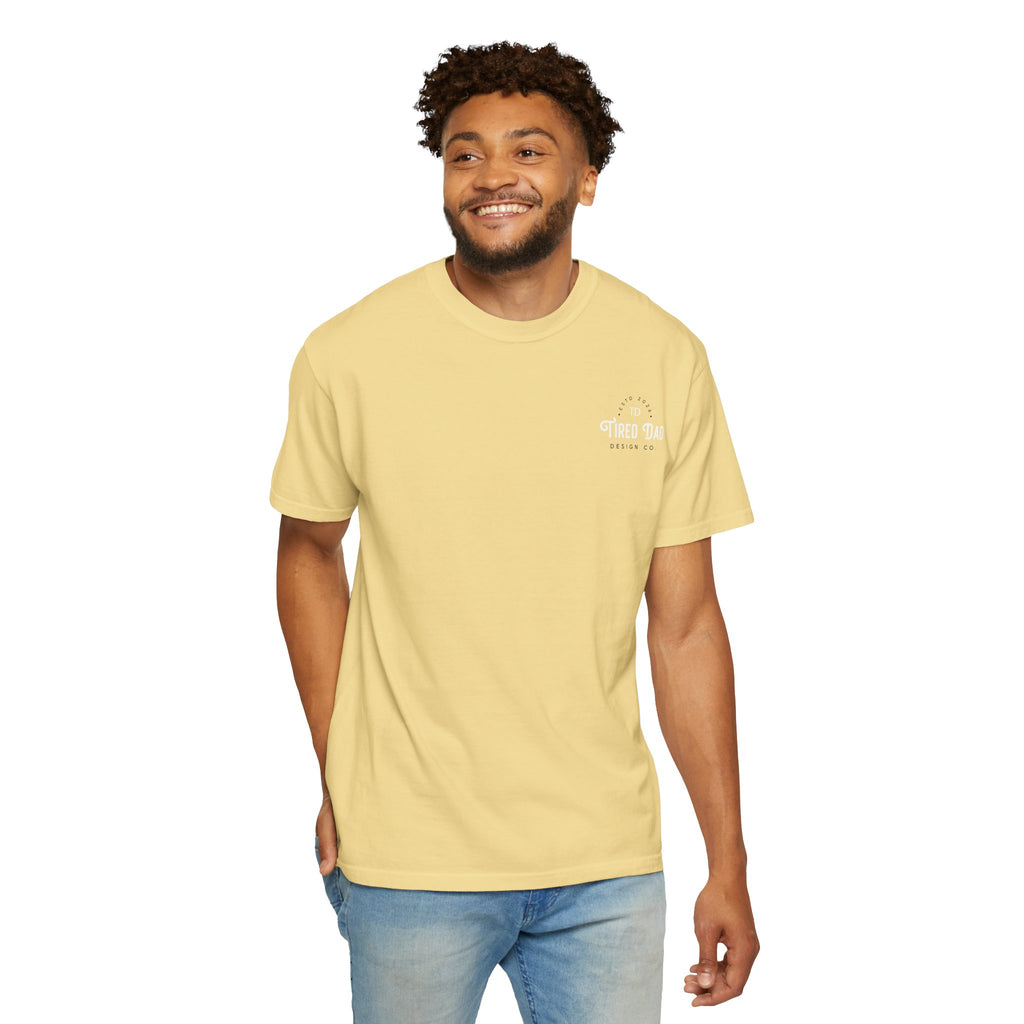 Tired Dad T-Shirt | Vintage Typography Dad Shirt Small Logo