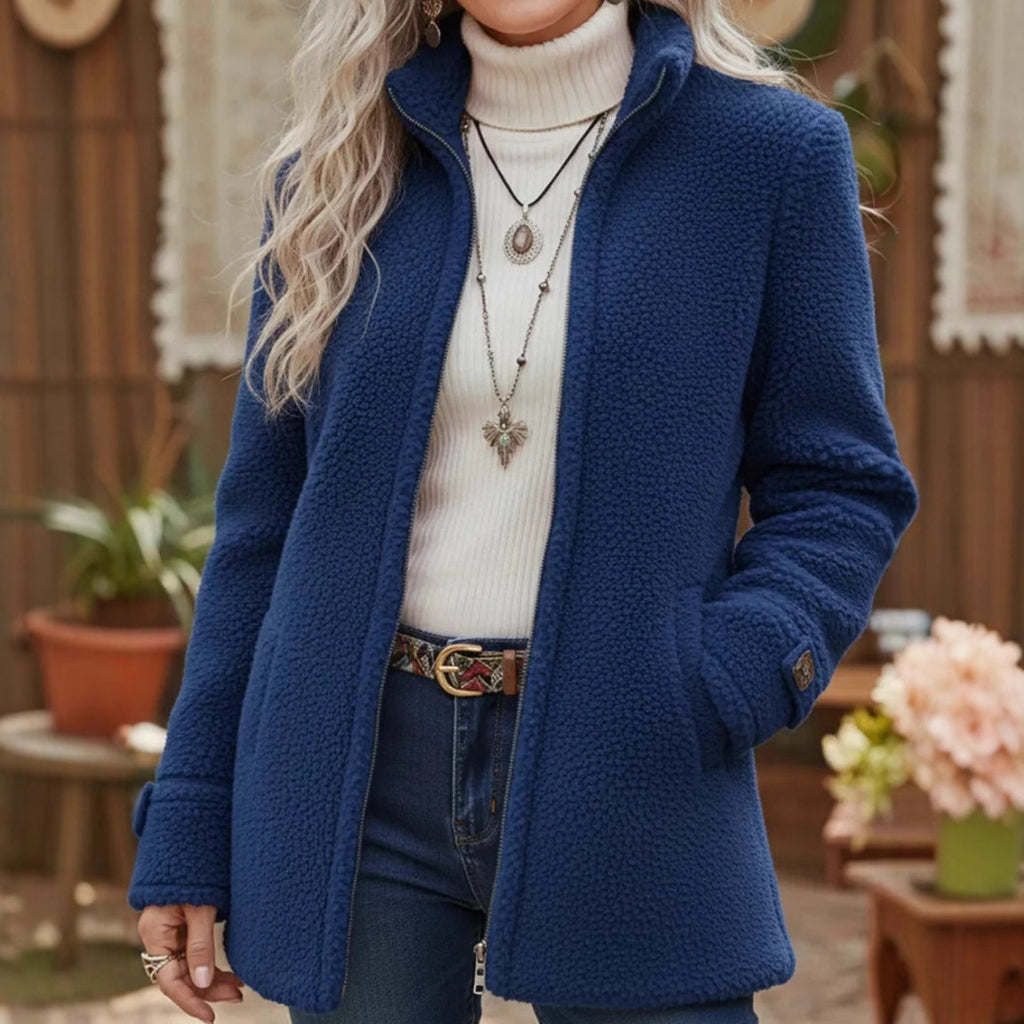Women's Loose Fit Fleece Zip Up Spring Jacket