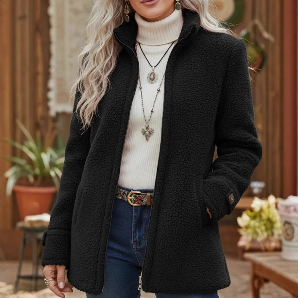 Women's Loose Fit Fleece Zip Up Spring Jacket