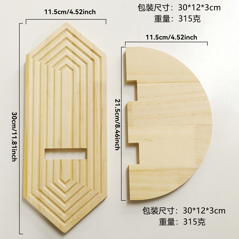 Bohemian Diamond Single-Layer Creative Solid Wood Wall Flower Pot Storage Rack Wooden Crafts Home Decoration Wholesale