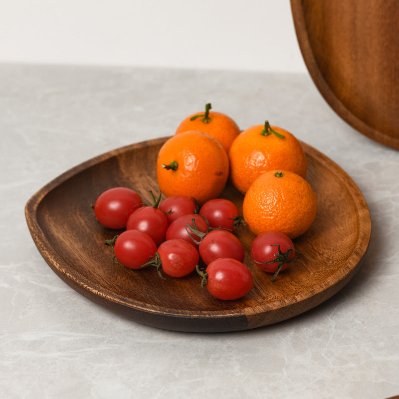 Wooden Snack Plate Japanese-Style Acacia Wood Dessert Tray