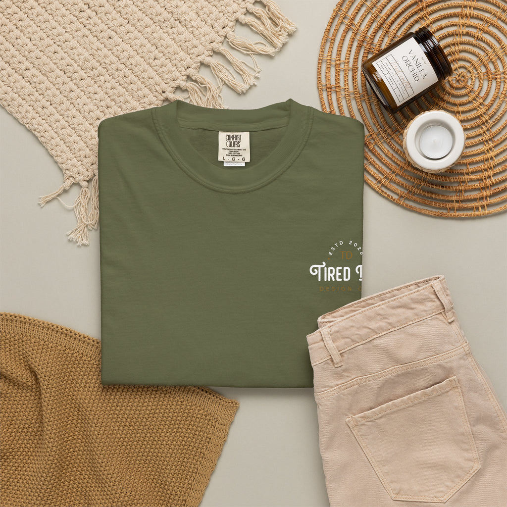 Tired Dad T-Shirt | Vintage Typography Dad Shirt Small Logo