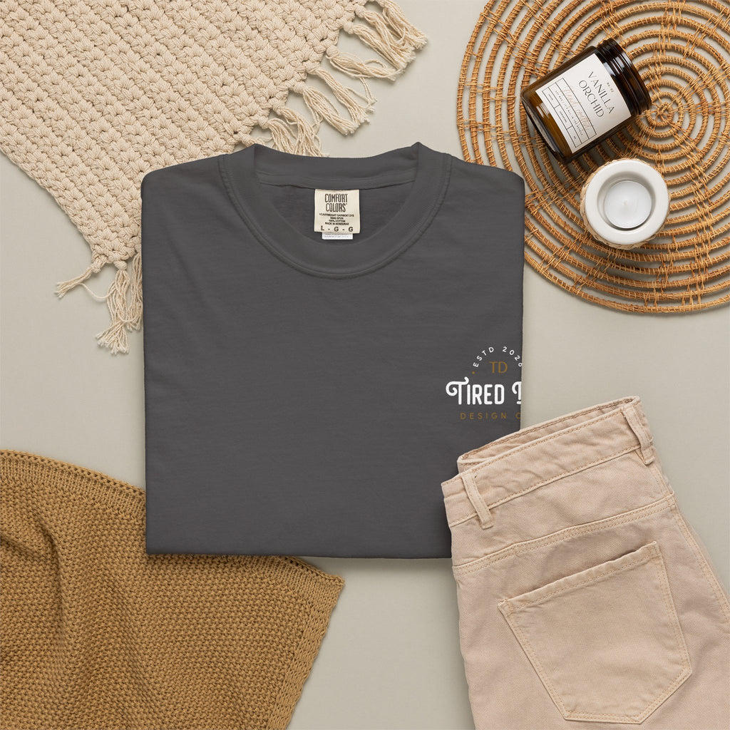 Tired Dad T-Shirt | Vintage Typography Dad Shirt Small Logo