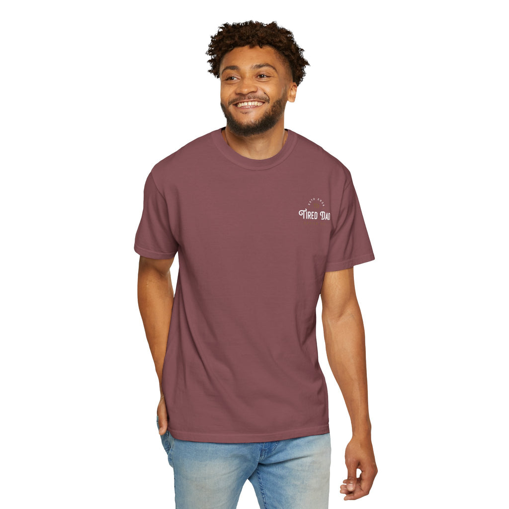 Tired Dad T-Shirt | Vintage Typography Dad Shirt Small Logo