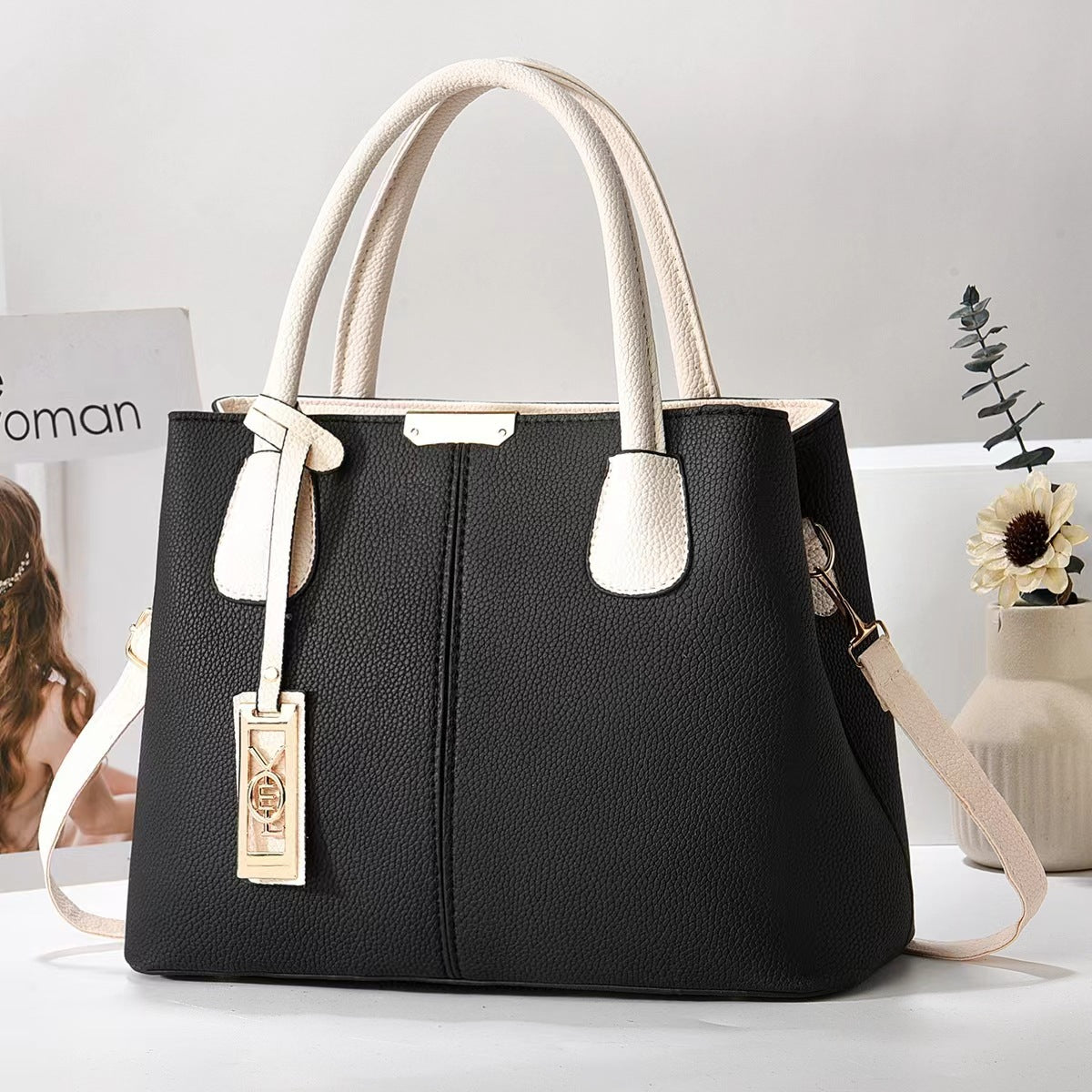 Simple Vegan Leather Women Shoulder Bag