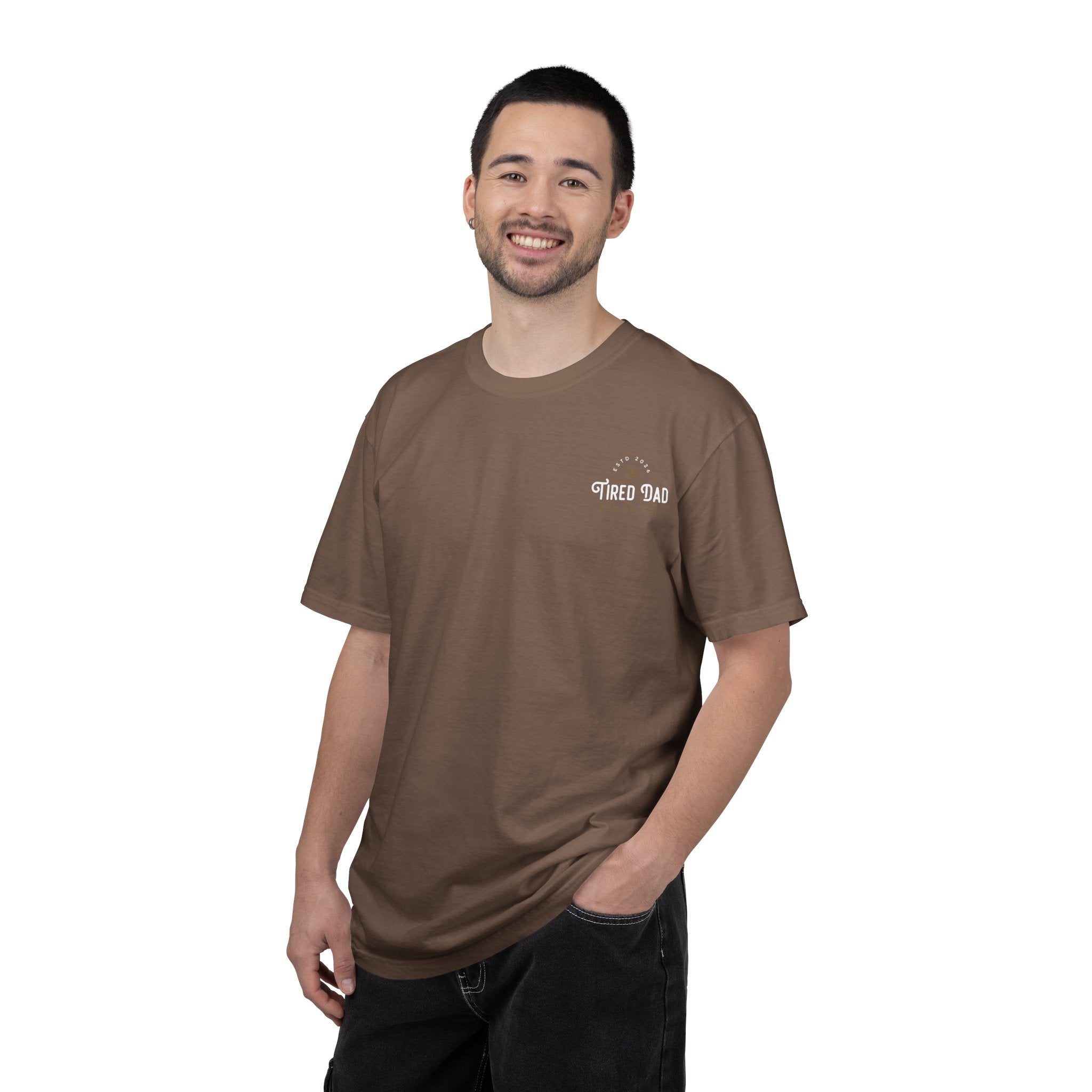 Tired Dad T-Shirt | Vintage Typography Dad Shirt Small Logo
