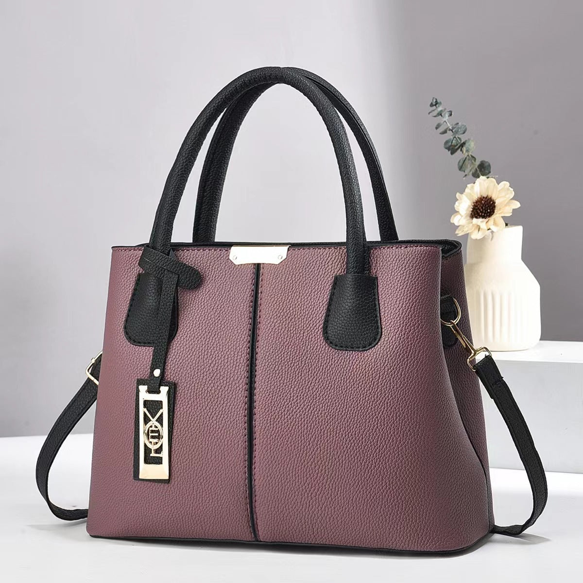 Simple Vegan Leather Women Shoulder Bag