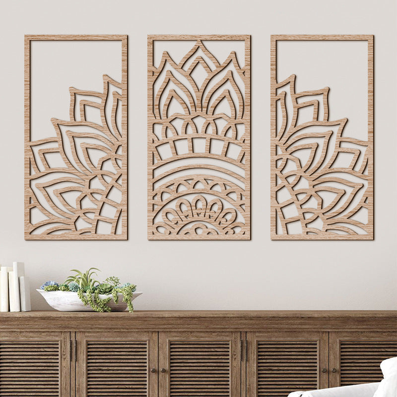 Bohemian Geometric Wood Carved Wall Art