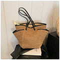 Straw Bag Large Capacity with Exterior Pockets