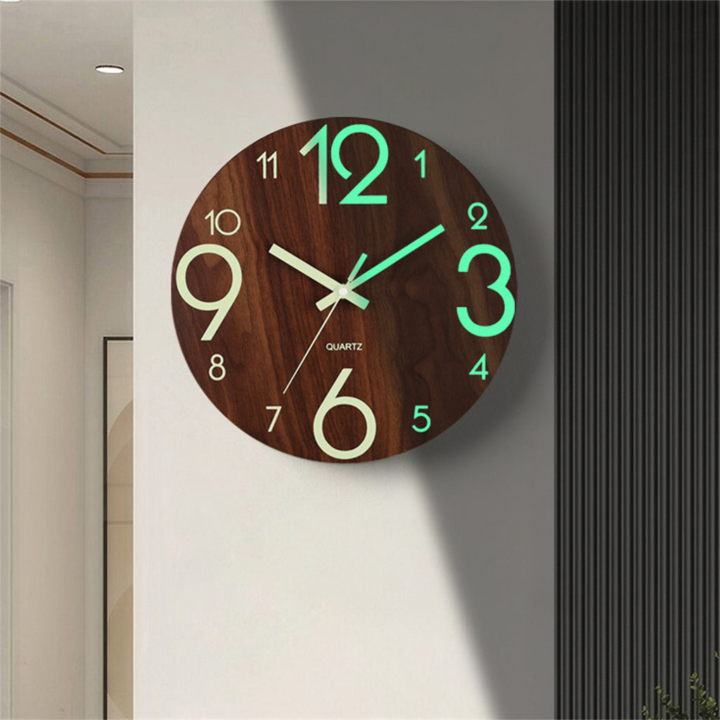 Silent Luminous Wooden Wall Clock