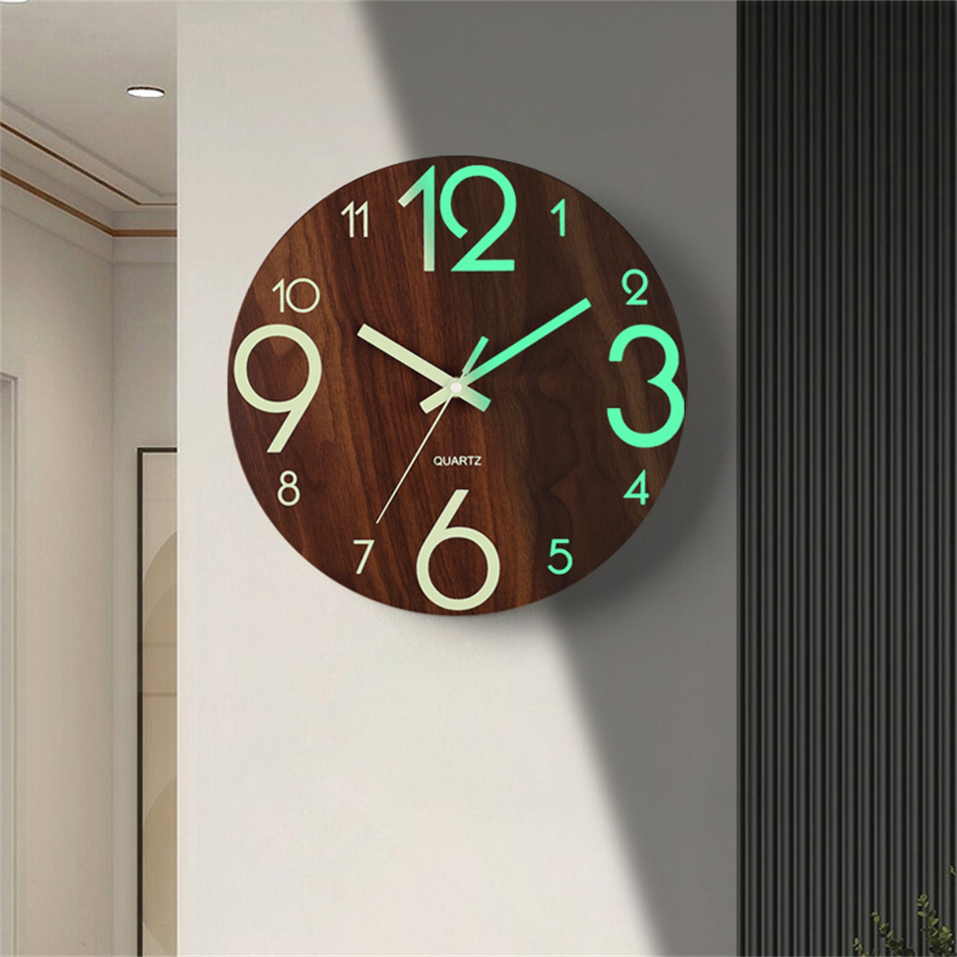 Silent Luminous Wooden Wall Clock