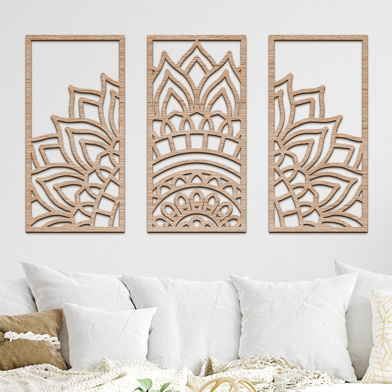 Bohemian Geometric Wood Carved Wall Art