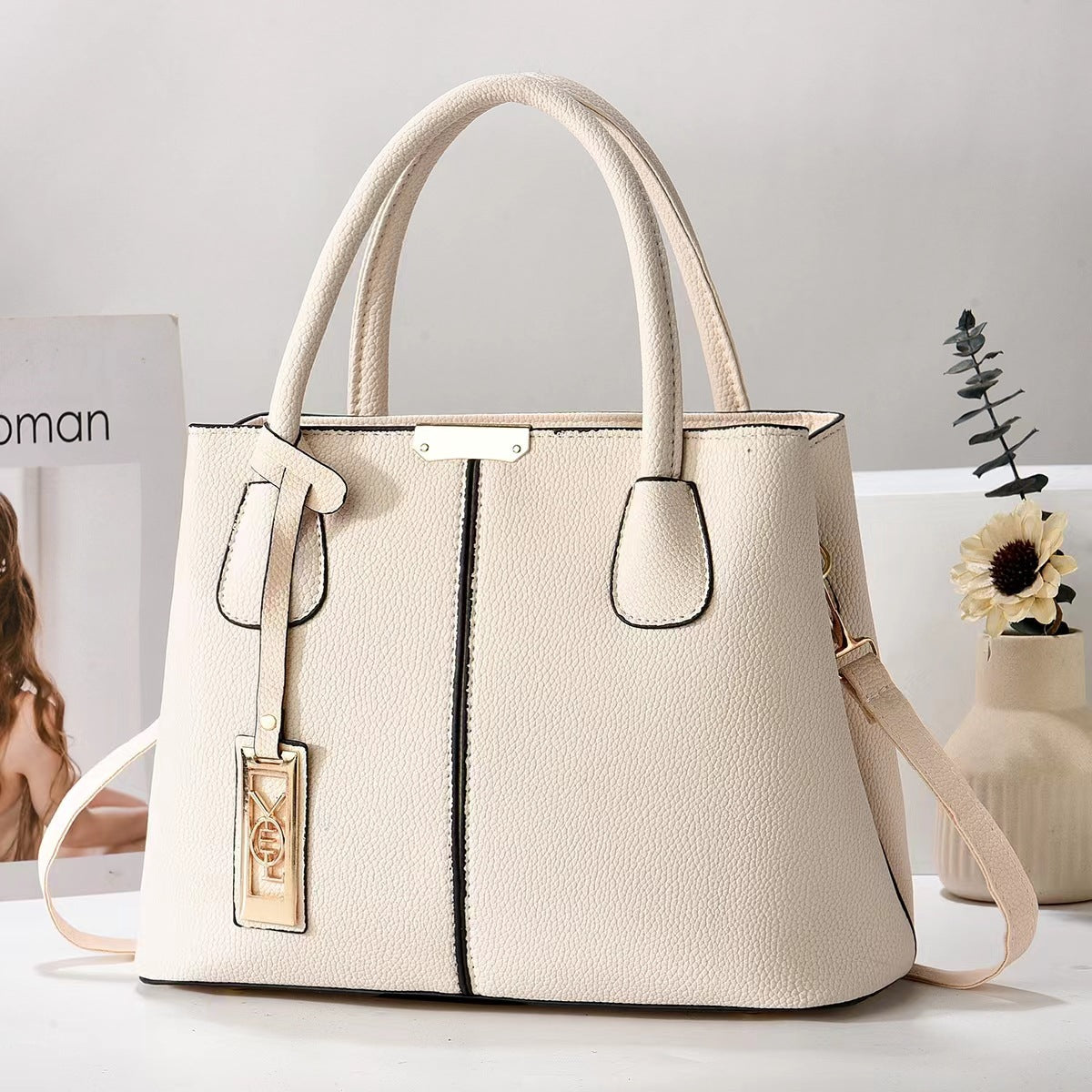 Simple Vegan Leather Women Shoulder Bag