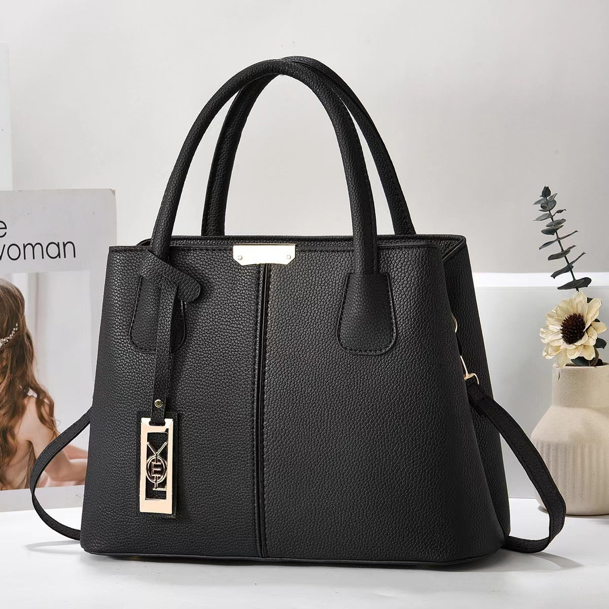 Simple Vegan Leather Women Shoulder Bag