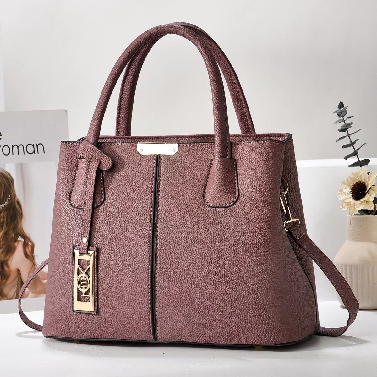 Simple Vegan Leather Women Shoulder Bag