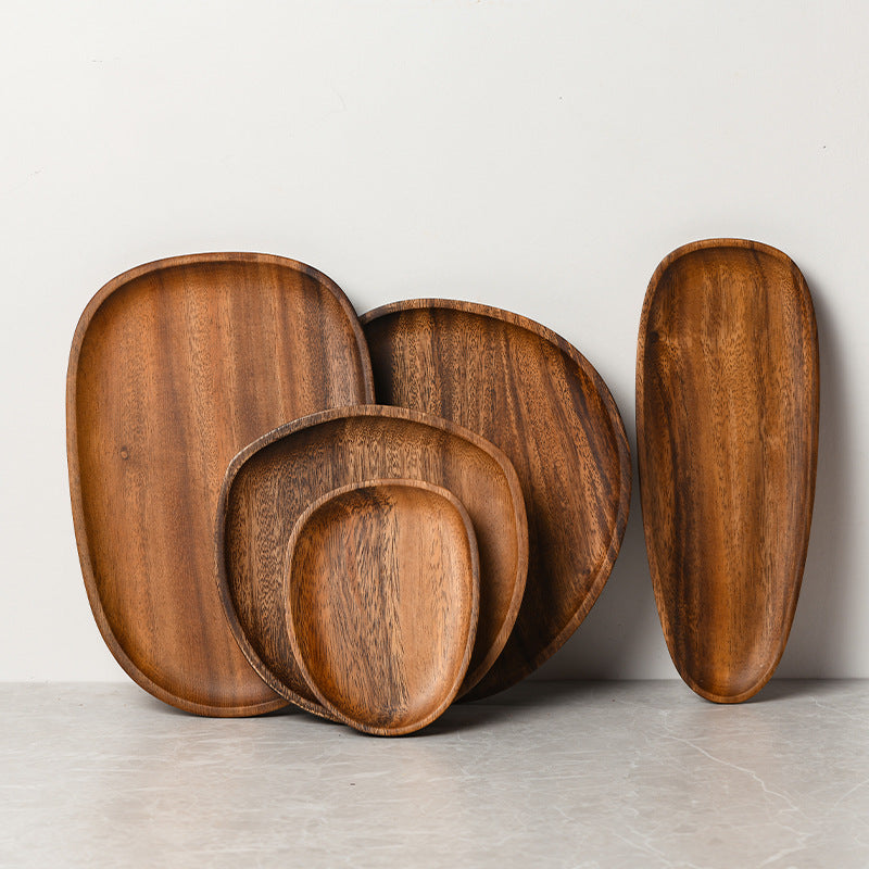Wooden Snack Plate Japanese-Style Acacia Wood Dessert Tray