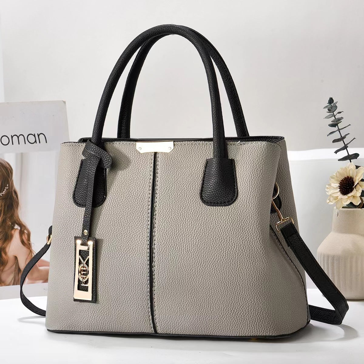 Simple Vegan Leather Women Shoulder Bag
