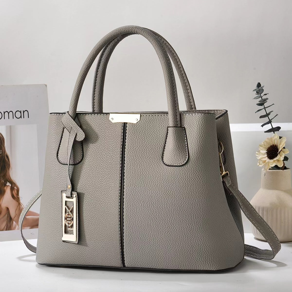 Simple Vegan Leather Women Shoulder Bag