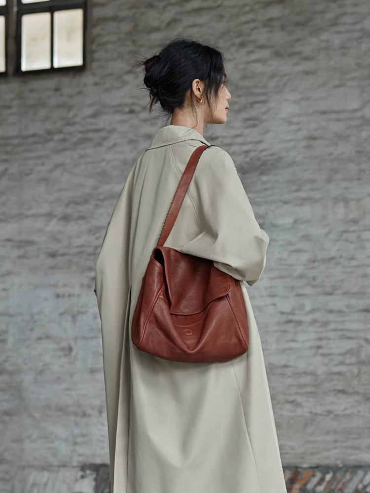 Retro Soft Leather Messenger Bag for Women